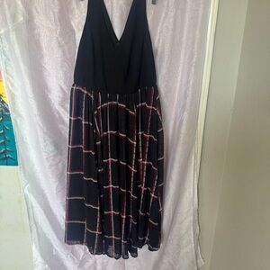 SOLD : Torrid Black and Pink Halter Midi Sundress